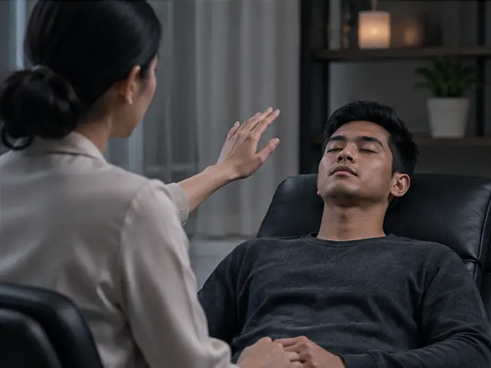 Hipnoterapi untuk mengatasi kecanduan dan membantu mengubah pola pikir serta kebiasaan yang berkaitan dengan ketergantungan.